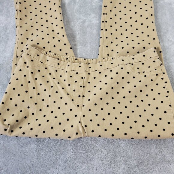 Isaac Mizrahi Live Womens 18WP Plus Capri Pants Tan White Polka Dot GEO28E - Picture 3 of 11